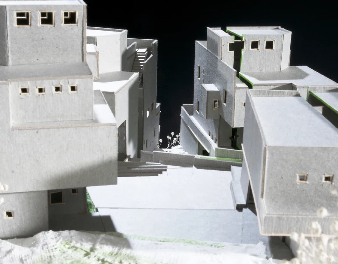 Physical model of the four Horizon Ranch casas stepping down the hillside