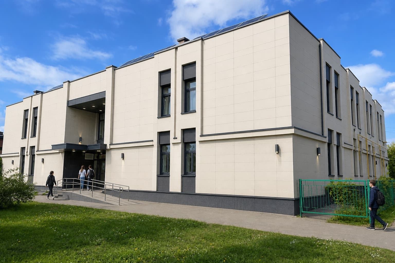 Conceptual renovation visualization of the proposed Youth Innovation and Learning Center in Trostyanets, based on the existing building and retrofit brief